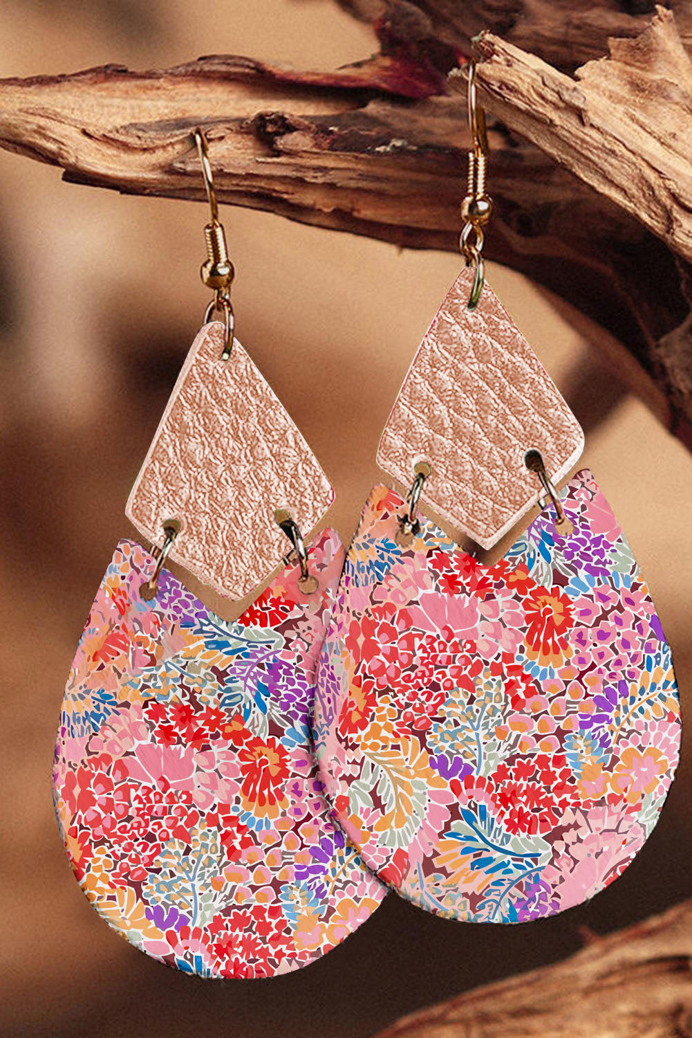 Multicolor Vibrant Floral Mosaic Joint Waterdrop Earrings