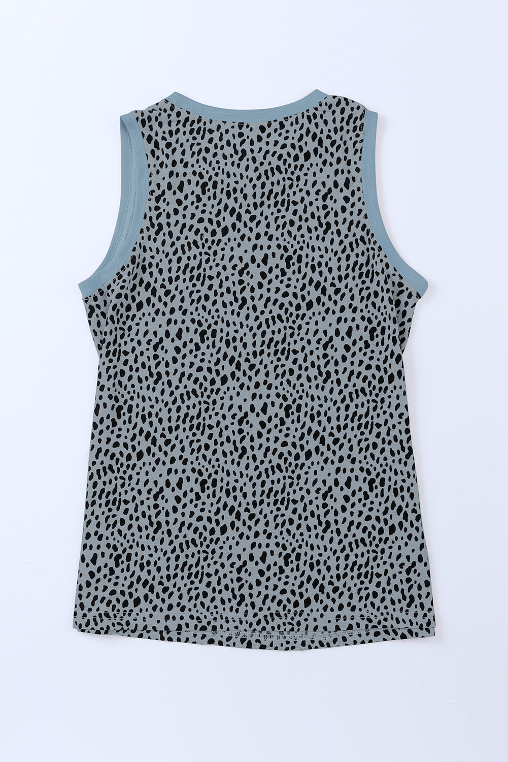 Gray Leopard Print Round Neck Tank Top