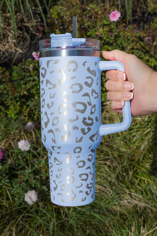 Sky Blue Leopard Spotted 304 Stainless Double Insulated Cup 40oz