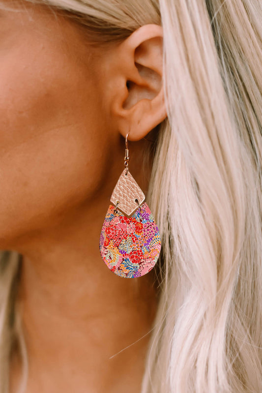 Multicolor Vibrant Floral Mosaic Joint Waterdrop Earrings